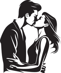 Eternal Devotion Romantic Silhouette Emblem Cherished Affection Vector Kissing Icon