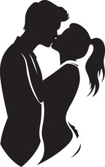 True Loves Harmony Black Romance Emblem Sensual Affection Iconic Kissing Silhouette
