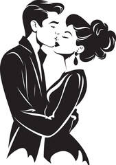 Eternal Affection Black Logo Icon Passionate Kiss Iconic Vector Design
