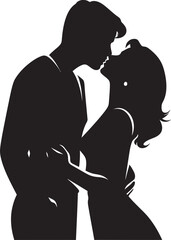 Passionate Kiss Iconic Vector Design Boundless Romance Black Silhouette