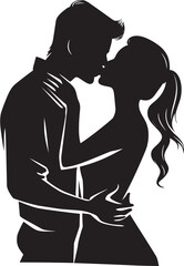 Blissful Connection Black Silhouette Love Kiss of Eternal Union Romantic Emblem