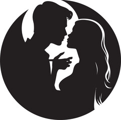Sensual Union Romantic Vector Icon True Loves Embrace Black Silhouette Design