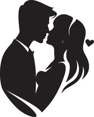 True Loves Embrace Black Silhouette Design Blissful Connection Iconic Romance