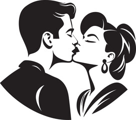 Sweet Devotion Vector Kissing Icon Tender Connection Black Romance Emblem