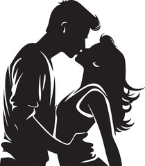 Cherished Unity Vector Kissing Icon Endless Affection Romantic Black Emblem