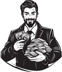 Coin Guardian Black Wealth Emblem Cash Steward Vector Emblematic Wealth