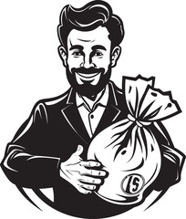 Cash Guardian Iconic Black Wealth Wealth Monitor Vector Money Bag