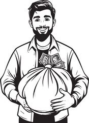 Money Magician Iconic Bag Design Capital Custodian Vector Emblem Icon