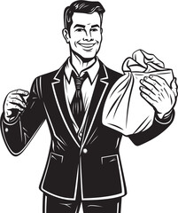 Economic Custodian Black Emblem Wealth Monetary Guardian Emblematic Money Bag