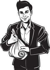 Financial Custodian Vector Money Bag Coin Overseer Black Wealth Emblem