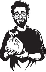 Capital Captain Black Logo Emblem Economic Steward Moneybag Design