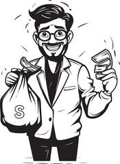 Dollar Dynamo Vector Moneybag Emblem Capital Captain Black Bag Vector