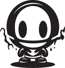 RoboBlast Buddy Vector Logo Icon Explosive Bot Mascot Black Emblem Design