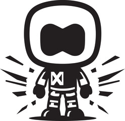 Bomber Bot Buddy Vector Logo Design Explodroid Mascot Black Iconic Logo