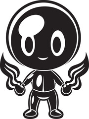 Boom Buddy Bot Iconic Emblem Emblem Dynamite Drone Vector Black Emblem