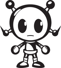 Explodroid Mascot Iconic Emblem Design Boom Bot Buddy Vector Black Logo