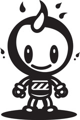 Cute Explosive Droid Black Logo Icon Robot Bomber Mascot Emblematic Design