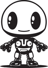 Bombastic Bot Buddy Vector Iconic Logo Cute Bomber Bot Black Emblematic Mascot
