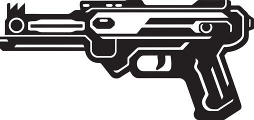 Astral Disruptor Gun Black Emblematic Quantum Flux Blaster Vector Icon