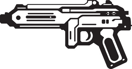 Techtron Pulse Blaster Black Logo Design Astral Photon Gun Vector Iconic Design © BABBAN