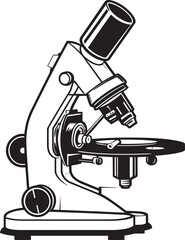 Optical Microscope Vision Vector Emblematic Scientific Device Insight Black Icon Design