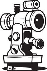 Black Vision Microscope Iconic Design Lens Focus Device Vector Emblematic