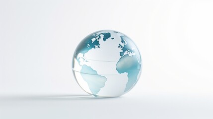 A glase globe with white background, blur effect, space for text - Generative AI