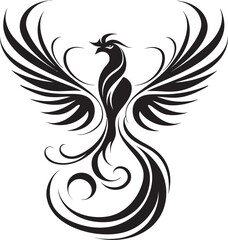 Eternal Phoenix Wings Vector Emblem Inferno Firebird Icon Black Emblem