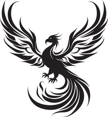 Phoenix Ignition Vector Emblematic Flame Feather Symbol Black Logo