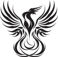 Phoenix Resilience Icon Black Logo Flame Rise Symbol Vector Emblem