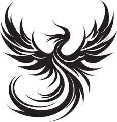 Flame Rise Symbol Vector Emblem Phoenix Blaze Rebirth Black Emblematic