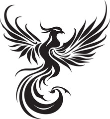 Fototapeta na wymiar Phoenix Blaze Rebirth Black Emblematic Resilient Fire Wings Vector Logo Icon