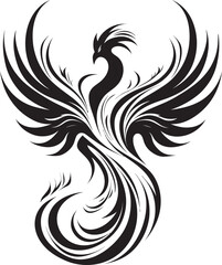 Phoenix Radiance Black Iconic Emblem Rising From Ashes Vector Emblematic