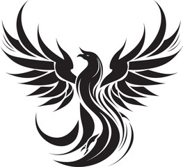 Rising From Ashes Vector Emblematic Immortal Firebird Black Emblem Design