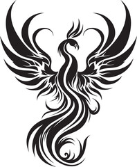 Phoenix Reborn Vector Emblematic Resilient Firebird Icon Black Logo