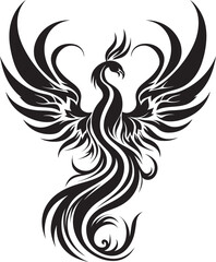 Obraz premium Phoenix Reborn Vector Emblematic Resilient Firebird Icon Black Logo