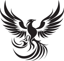Phoenix Glow Wings Vector Icon Eternal Fire Emblem Black Logo Icon