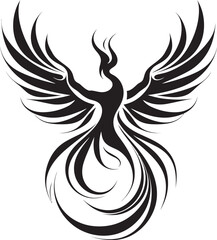 Eternal Fire Emblem Black Logo Icon Rising Phoenix Wings Vector Emblem