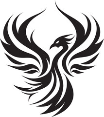 Rising Phoenix Wings Vector Emblem Phoenix Ignition Icon Black Emblem