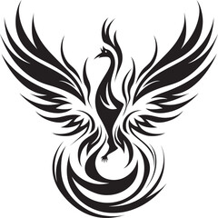 Phoenix Ignition Icon Black Emblem Revival Blaze Symbol Vector Logo Icon