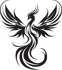 Phoenix Resurgence Vector Emblematic Radiant Flame Wings Black Logo