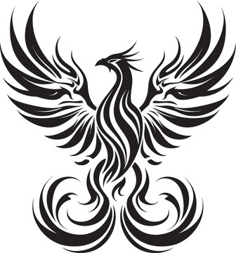 Resurgence Phoenix Vector Emblem Icon Radiant Feathered Icon Black Design