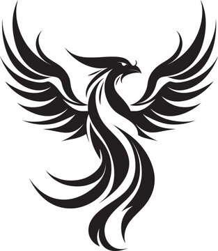 Rising From Ashes Vector Logo Icon Immortal Firebird Black Emblem Design