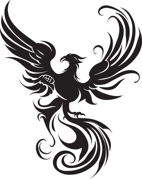 Resilient Firebird Icon Black Logo Flame Feather Phoenix Vector Emblem