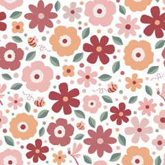 Vibrant floral seamless pattern. Floral elegance. Modern botanicals. Flower background. Abstract floral Art