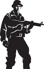 Army Gunner Emblem Vector Emblem Rifleman Soldier Black Emblematic