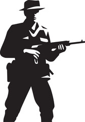 Tactical Firearm Soldier Black Design Icon Military Gunner Emblem Vector Emblematic
