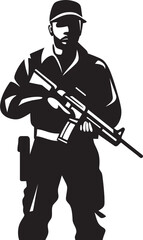 Gunslinger Soldier Vector Emblematic Frontline Firearm Black Emblem