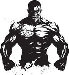 Muscle Massacre Icon Vector Logo Undead Fitness Emblem Black Iconic