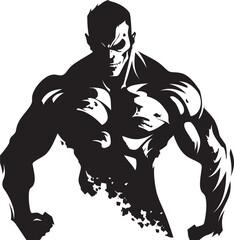 Risen Muscle Corpse Vector Emblematic Zombie Powerlift Icon Black Emblematic